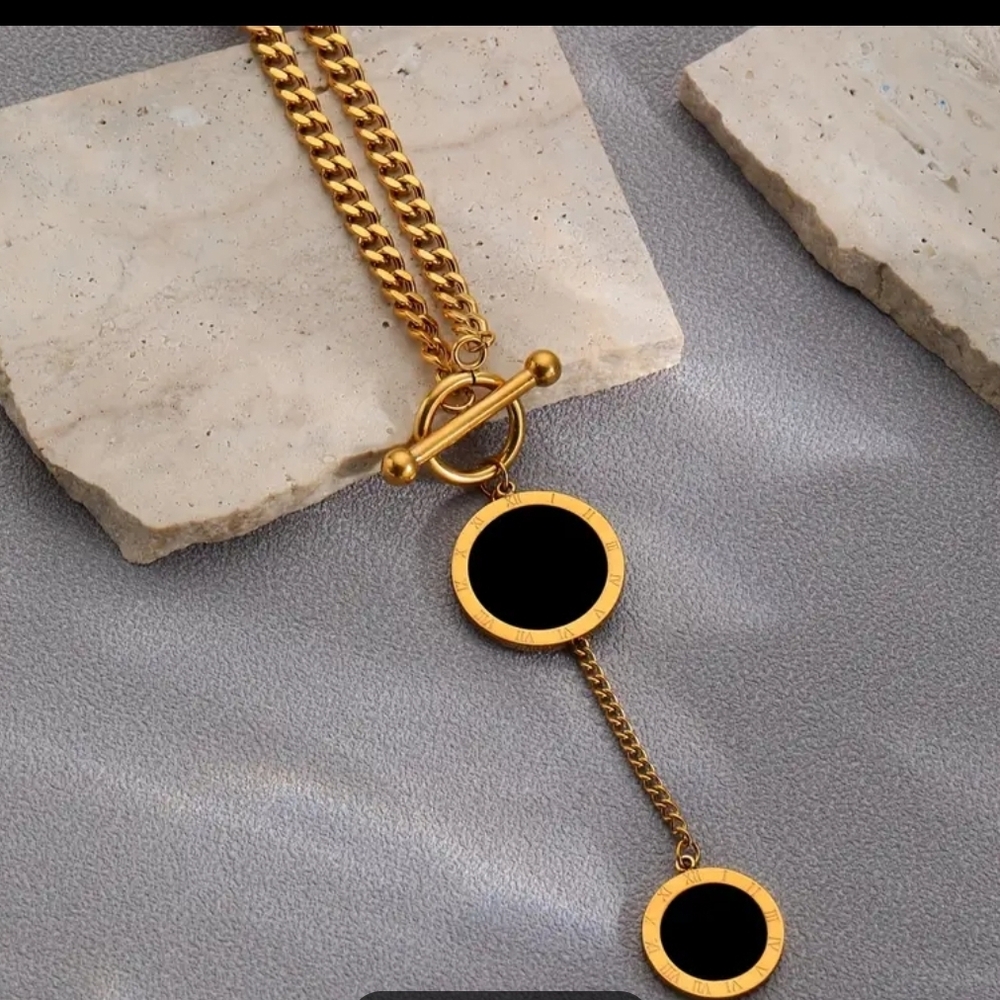 Gold and Black Pendant Necklace